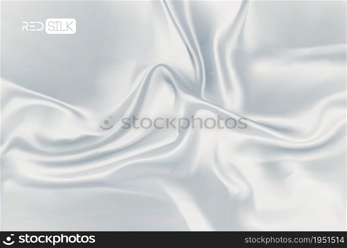 White silk background vector. Realistic set with white silk on soft white background. Light effect wave effect.. White silk background vector. Light wave effect. Realistic silk on soft white background. EPS 10.