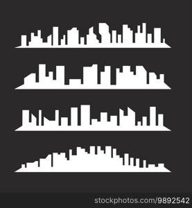 White skyline city architecture isolated on black. Design city skyline panorama landscape. Vector illustration white cityscape