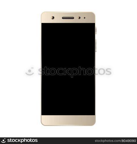 White smartphone isolated. Smartphone isolated on white background. Cell phone mockup design. Mobile phone with blank screen. Vector illustration.