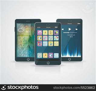 White Smartphone with Cloud of Application Icons