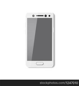 White smartphone with pure screen. Phone mobile, vector, illustration. White smartphone with pure screen. Phone mobile, vector, illustration, isolated