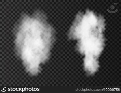 White  smoke bomb isolated on transparent background.  Steam explosion special effect.  Realistic  vector  column of  fire fog or mist texture . 
