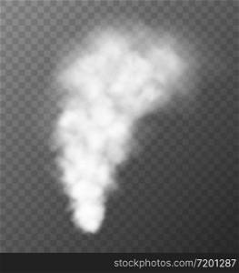 White smoke, erupting geyser, hot steam isolated on transparent background. Thick white cloud or vapor, huge natural disaster concept. Vector illustration.. White smoke, erupting geyser, hot steam. Thick white cloud or vapor, huge natural disaster concept.