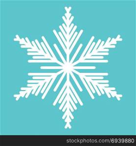 White snowflake on the blue background for winter holiday.