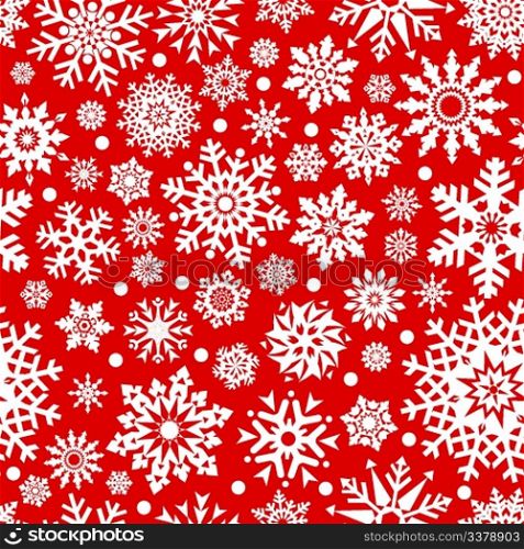 White snowflakes on red background seamless pattern - vector background for continuous replicate. See more seamlessly backgrounds in my portfolio.