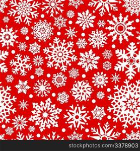 White snowflakes on red background seamless pattern - vector background for continuous replicate. See more seamlessly backgrounds in my portfolio.