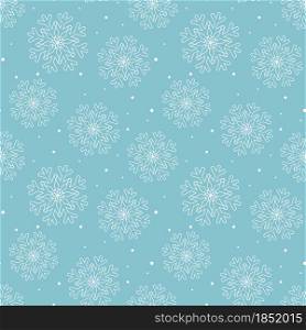 White snowflakes pattern vector illustration. Winter cold background with snow. Template seasonal New Year and Christmas for wallpaper, packaging and gift.. White snowflakes pattern vector illustration.