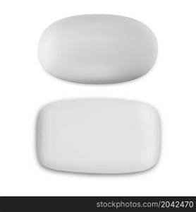 White soap bar, top view. Ellipse shape beauty butter illustration. Generic hygiene soap blank, wash detergent. White soap bar, top view. Ellipse shape beauty butter
