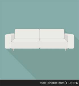 White sofa icon. Flat illustration of white sofa vector icon for web design. White sofa icon, flat style