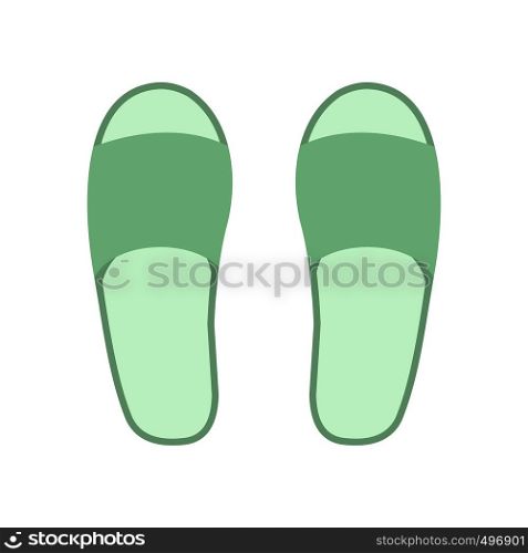 White spa slippers flat icon isolated on white background. White spa slippers icon