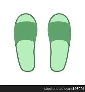 White spa slippers flat icon isolated on white background. White spa slippers icon