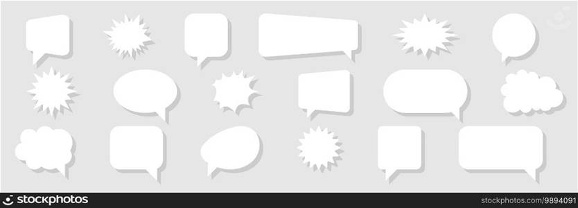 White Speech bubbles. Comic empty speech bubbles in flat design. Vector illustration