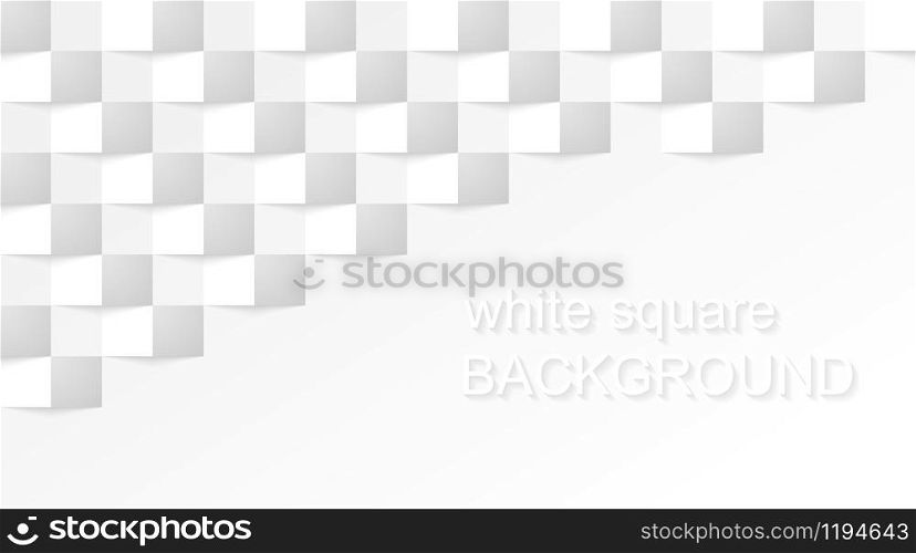 White square modern background of abstract 3d cubes with shadow. Texture of geometric gray wall.
