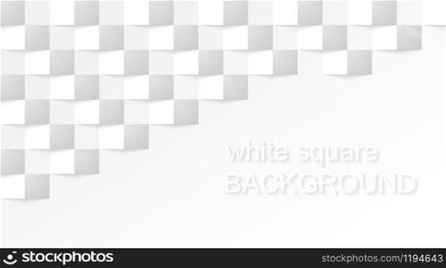 White square modern background of abstract 3d cubes with shadow. Texture of geometric gray wall.