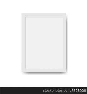 White square picture frame. Wide frame or small picture. Minimalistic photo realistic frame. Graphic design element for scrapbooking, art work presentation, web, flyers, posters. Vector illustration.