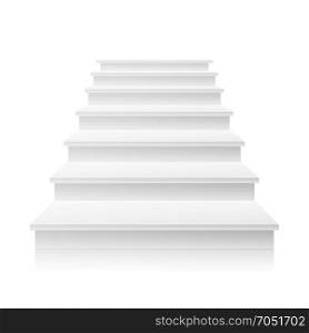 White Staircase Vector. 3D Realistic Illustration. Front View Of Clean White Empty Staircase Vector. Success Progress Concept. Isolated. White Empty Staircase Vector. Steps. For Business Progress, Achievement, Growth, Career Success Development Concept
