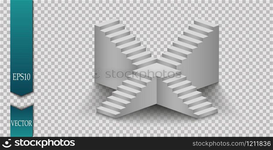 White stairs, 3d staircases. Set, Isolated on transparent background.. White stairs, 3d staircases. Set, Isolated on transparent background