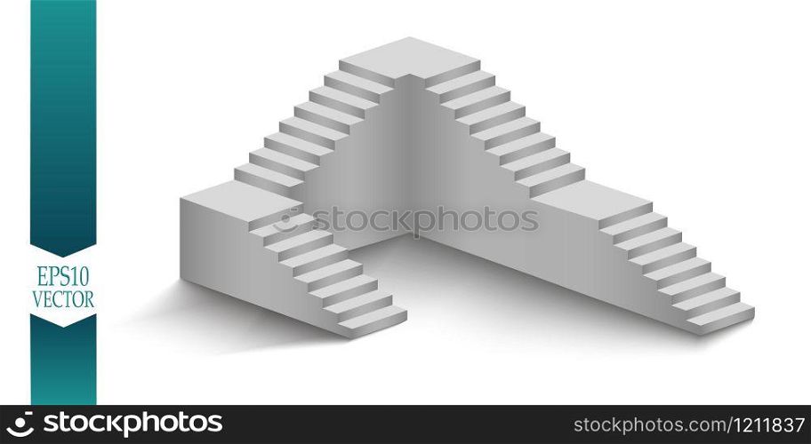 White stairs, 3d staircases. Set. Isolated on white background Vector. White stairs, 3d staircases. Set. Isolated on white background.