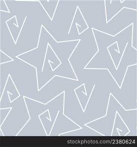 White stars on a gray background. Vector seamless pattern. For fabric, baby clothes, background, textile, wrapping paper and other decoration.