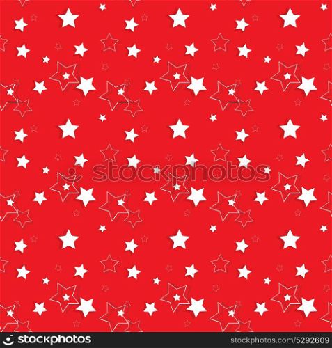 White Stars on a Red Background. Seamless Pattern. Vector Illustration. EPS10. White Stars on a Red Background. Seamless Pattern. Vector Illust