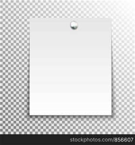 White sticky note isolated on transparent background. Template for your projects. Vector illustration.. White sticky note isolated on transparent background. Template for your projects.