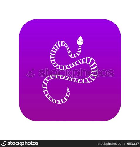 White striped snake icon digital purple for any design isolated on white vector illustration. White striped snake icon digital purple