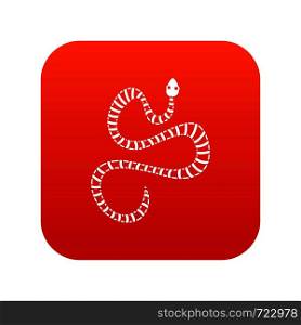 White striped snake icon digital red for any design isolated on white vector illustration. White striped snake icon digital red