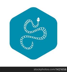 White striped snake icon. Simple illustration of white striped snake vector icon for web. White striped snake icon, simple style