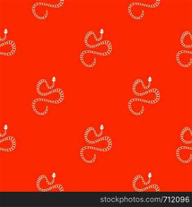White striped snake pattern repeat seamless in orange color for any design. Vector geometric illustration. White striped snake pattern seamless