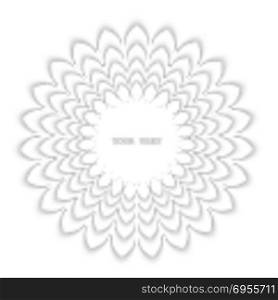 White stylized flower. Abstract stylized frame as flower. White isolated design element