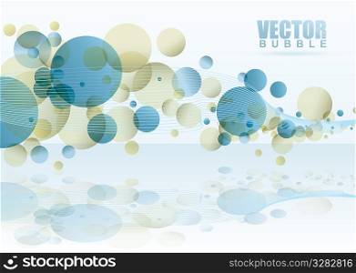White subtle bubble background with reflection in surface