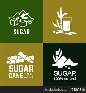 White sugar label, logo and badge of collection vector design illustration. Cane and beet sugars. White sugar labels. logo vector design. Cane and beet sugars