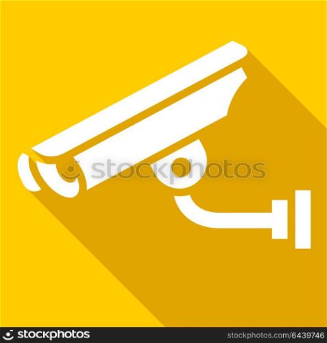white surveillance camera. white surveillance camera on a yellow square