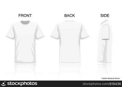 White T-Shirt Isolated on Gray background , Front side back view for your creative design pattern on shirt , mockup for presentaion advertising , illustration vector
