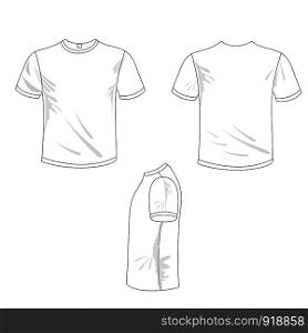 White t-shirt template front, side and back view, vector eps10 illustration. isolated mock-up design template for branding.