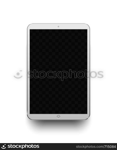 White tablet. Mockup electronics device screen. Gadget digital lcd touchscreen display blank, technology realistic vector illustration. White tablet. Mockup electronics device vector illustration