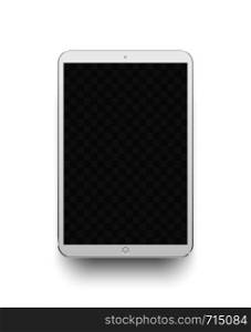 White tablet. Mockup electronics device screen. Gadget digital lcd touchscreen display blank, technology realistic vector illustration. White tablet. Mockup electronics device vector illustration