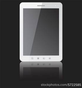 white tablet PC computer with blank screen isolated on black background. Vector illustration.
