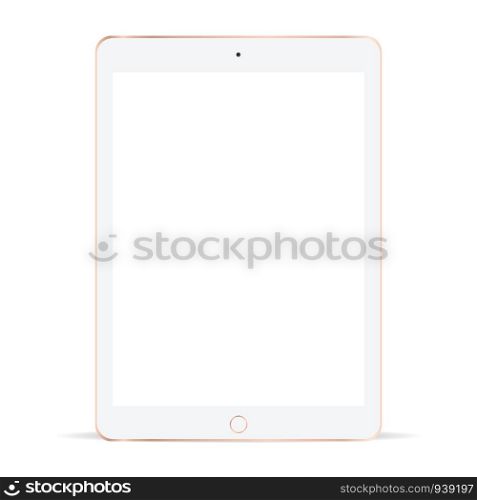 White tablet. Tablet mockup with blank screen. Modern tablet mockup vector isolate on white background.
