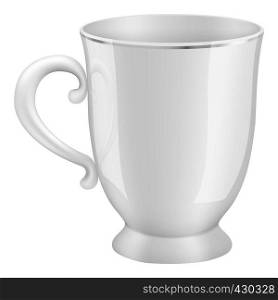 White tea cup mockup. Realistic illustration of white tea cup vector mockup for web. White tea cup mockup, realistic style