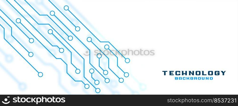 white technology banner with circuit lines