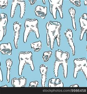 White Teeth Seamless vector background. Medical theme pattern.