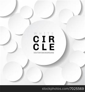 White template paper circle banner with shadow on white background with copy space. Vector illustration