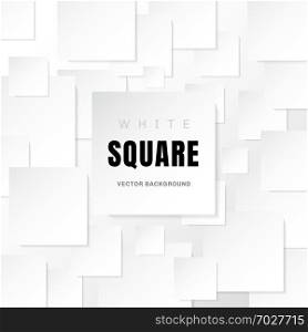 White template paper squares banner with shadow on white background with copy space. Vector illustration