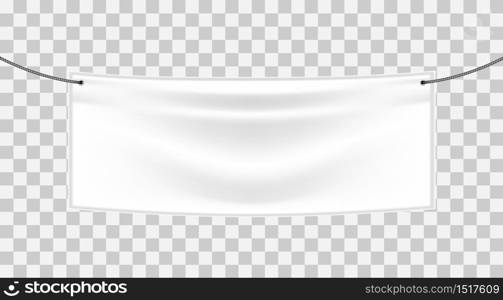 White textile banner on transparent background, vector illustration