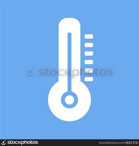 White thermometer icon in flat design. Thermometer icon for web design. Eps10. White thermometer icon in flat design. Thermometer icon for web design