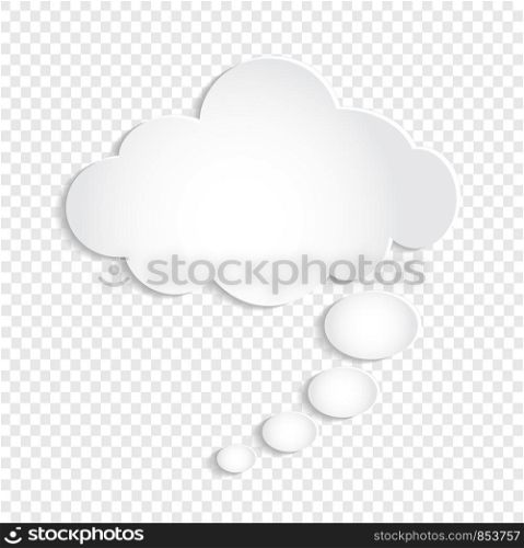 White Thought Bubble Cloud on Transparent Background, stock vector illustration