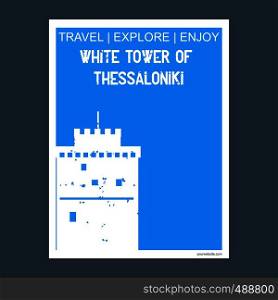 White Tower of Thessloniki, Greece. monument landmark brochure Flat style and typography vector