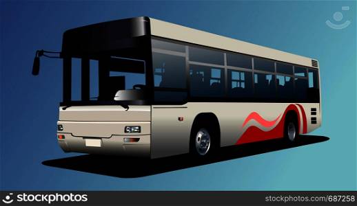 White town bus. Coach. Vector illustration