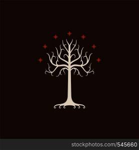 White Tree of Gondor. Tolkien saga. Isolated on brown background. White Tree of Gondor. Isolated on brown background